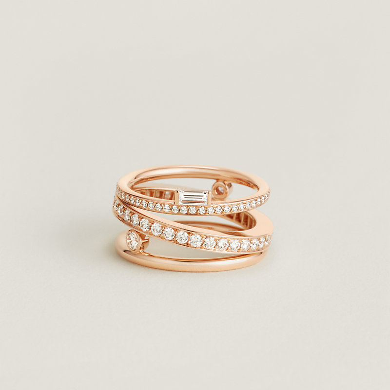 Hermes diamonds Chaine d'ancre Chaos ring【関税込】 HERMES 18K Rose Gold Diamond PM Chaine d'Ancre Chaos Ring 52